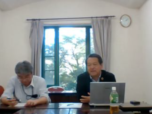 河村さんの時之栖さんとのオンライン面談の様子（右側が社長）