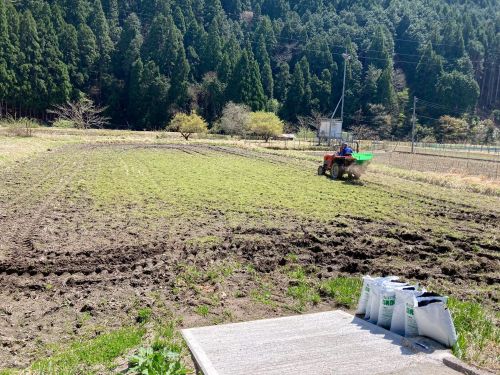 冬があけ、土が渇き始めたら田おこしを行います