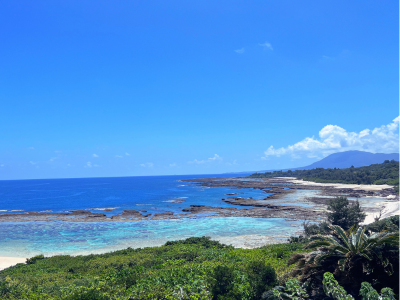 休日は徳之島ブルーの海
