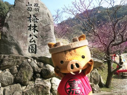 かまししちゃんと梅林公園(嘉麻市下山田)